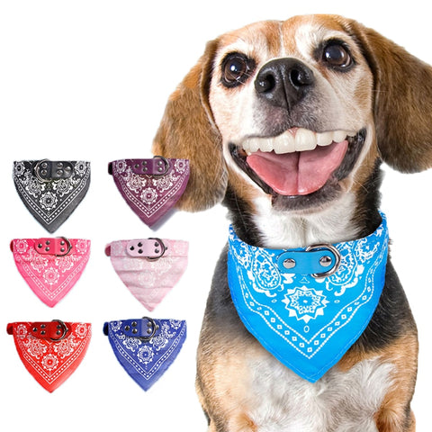 Adjustable Dog Bandana Leather Printed