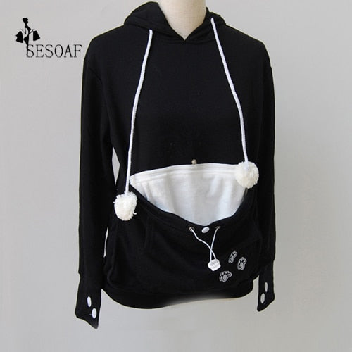 Hoodie Dog Pet Paw Pullovers Cuddle Pouch Sweatshirt Pocket Animal Ear Hooded