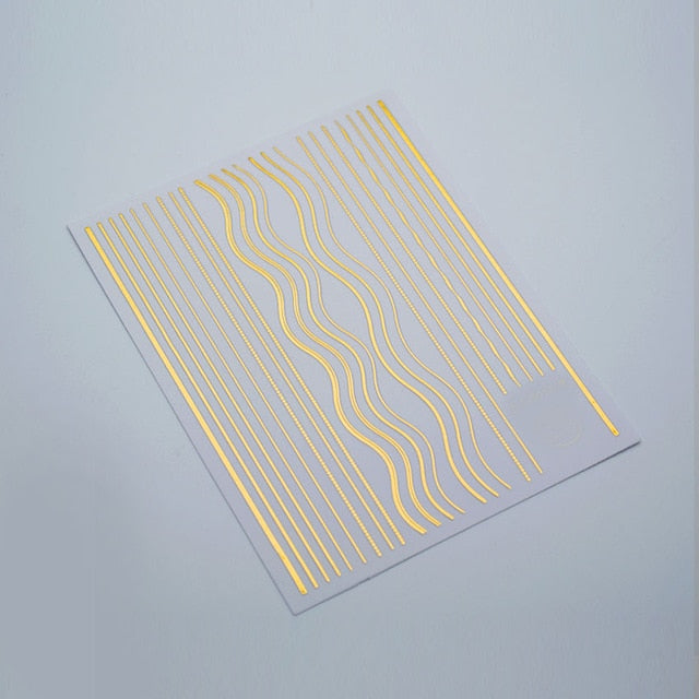 Stripes Wave Line 3D Nail Art Sticker Metal Multi-size